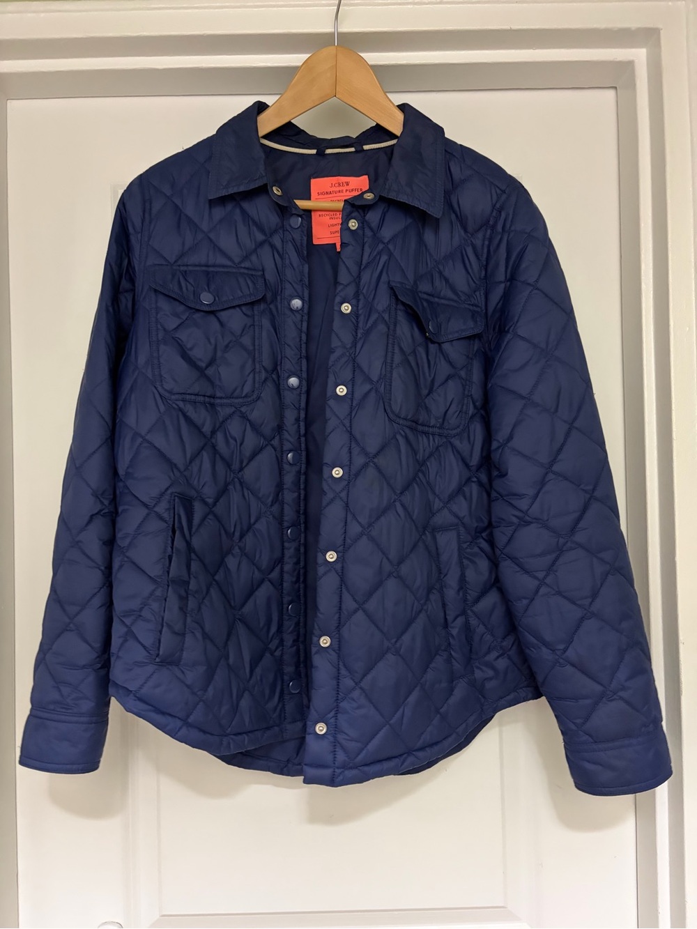 J.Crew Quilted Lightweight Shirt-Jacket Navy PrimaLoft Size Medium